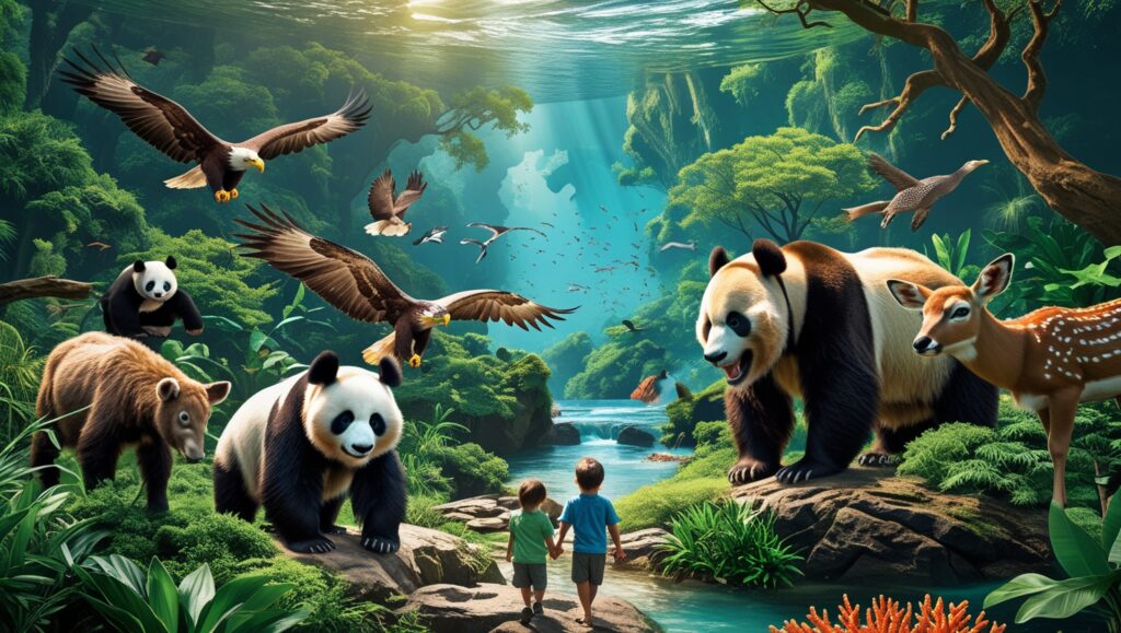 extinction, endangered species, wildlife conservation, biodiversity, ecosystem balance, human impact on nature, habitat loss, trophic cascade, coral reefs, pollinators, dodo bird, Yellowstone wolves, environmental awareness, climate change, species loss, conservation success stories, sustainable living, protecting wildlife, saving animals, nature education